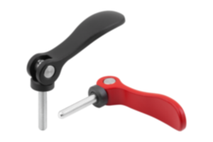 Cam levers, aluminium, adjustable with external thread, plastic thrust washer and steel or stainless steel stud, inch