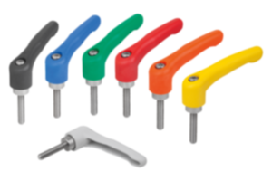 Manette indexable en plastique avec filetage, insert fileté en inox, pouces