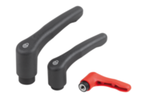 Clamping levers, plastic with internal thread, threaded insert